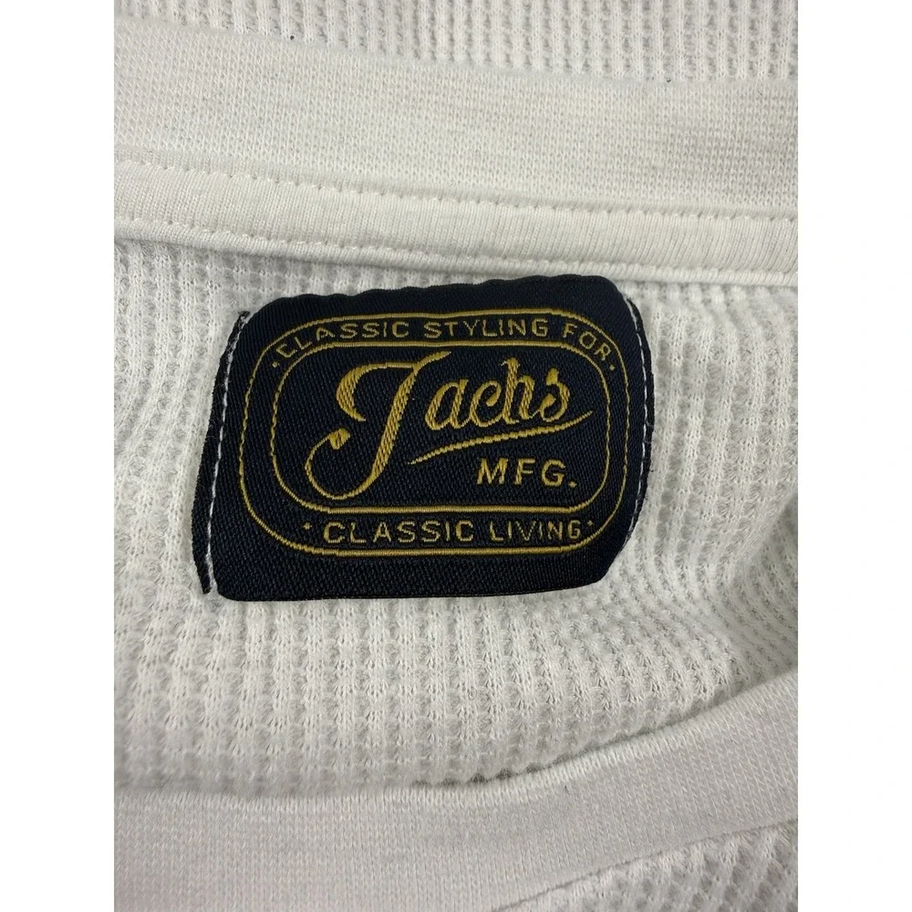 Jachs MFG Men's XXL Waffle Knit Thermal Shirt‎ White Long Sleeve Crewneck Cotton